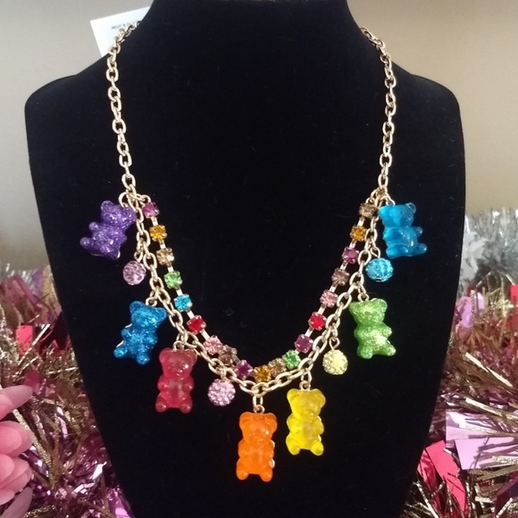 Betsey Johnson Rainbow Gummy Bear Fireball Necklace NWT - Picture 8 of 8